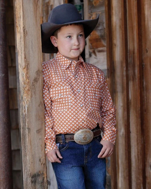 Cinch Boys Geo Print Snap Shirt