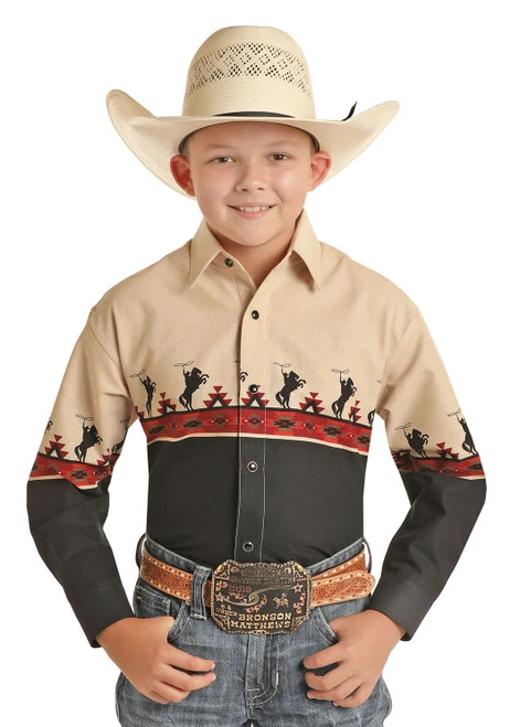Panhandle Boys Border Print Snap Shirt - Image 2