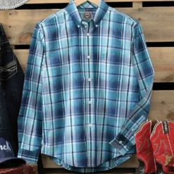 Boys Cinch Navy Plaid Button-Down Shirt