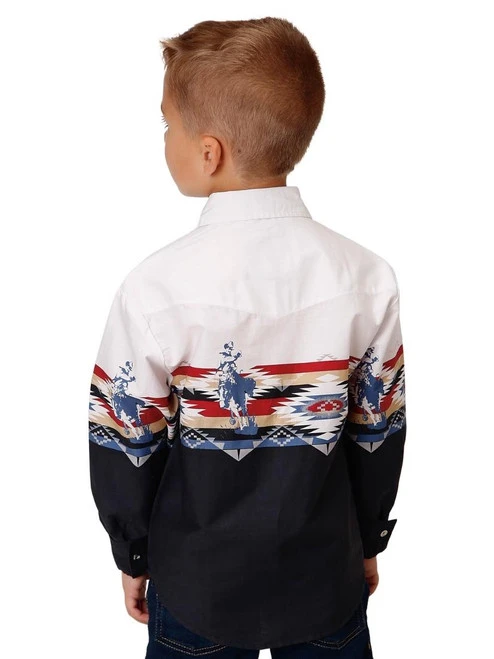 Roper Boys Border Print Snap Shirt - Image 3