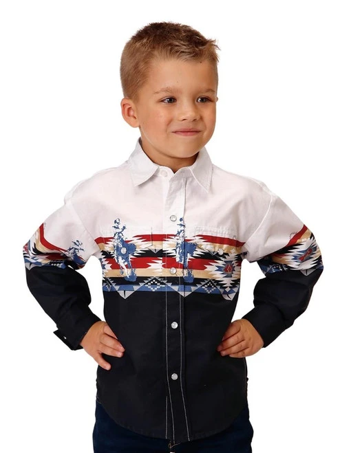 Roper Boys Border Print Snap Shirt - Image 2