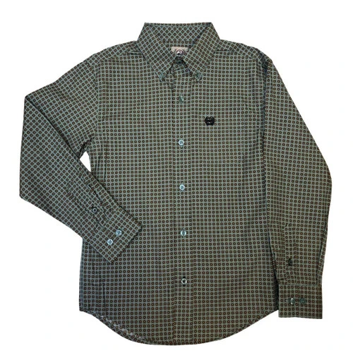 Boys Cinch Blue Foulard Button-Down Shirt - Image 2