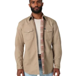 Men's Wrangler Flannel Lined Work Shirt