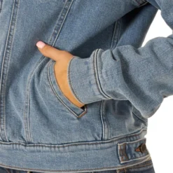 Wrangler Women's Denim Sherpa Hooded Jacket