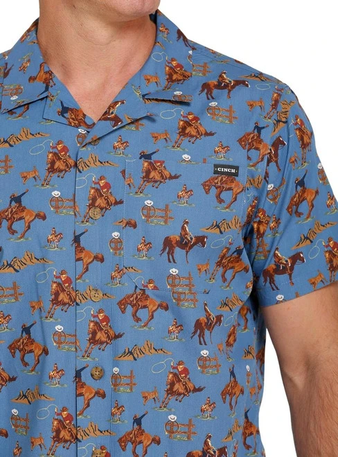Men's Cinch Horse Print Camp Shirt - Image 3
