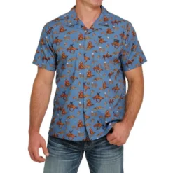 Men's Cinch Horse Print Camp Shirt