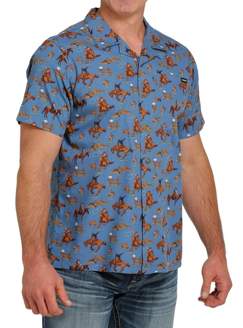 Men's Cinch Horse Print Camp Shirt - Image 4
