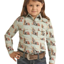 Girls Rock & Roll Cactus Snap Shirt