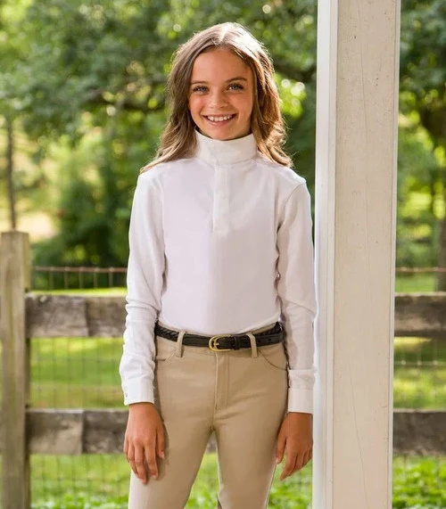 Kids Aubrion Equestrian Show Shirt Long Sleeve - Image 3