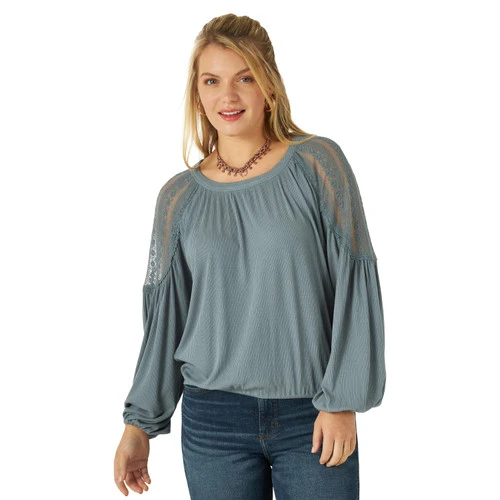 Wrangler Lace Inset Blouson Top