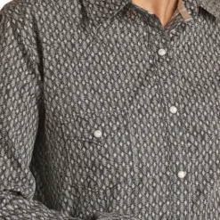 Panhandle Rough Stock Charcoal Print Snap Shirt