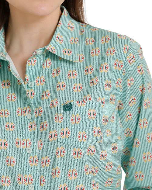 Cinch ArenaFlex Green Print Shirt - Image 4