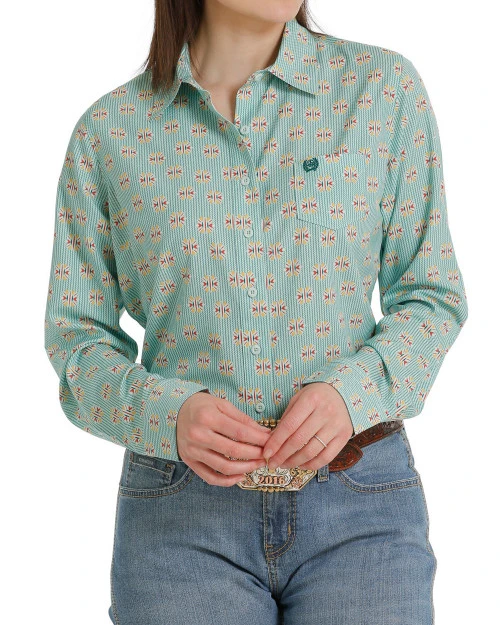Cinch ArenaFlex Green Print Shirt - Image 3