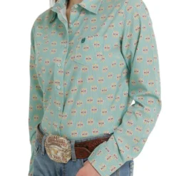 Cinch ArenaFlex Green Print Shirt