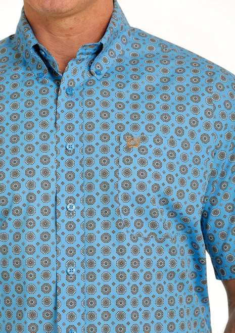 Men's Cinch Geo Print Shirt Short Sleeve - Image 3