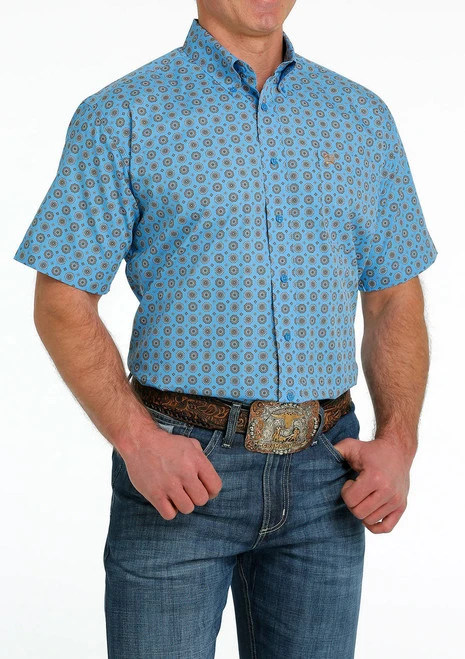 Men's Cinch Geo Print Shirt Short Sleeve - Image 4