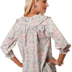 Roper Shirred Ruffle Collar Top