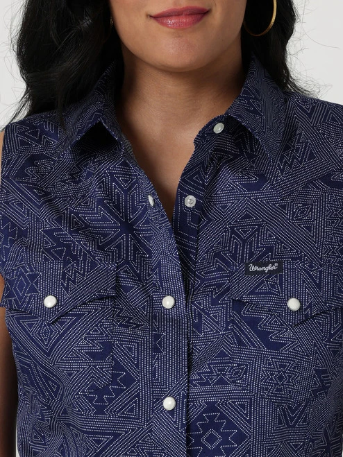 Wrangler Western Print Snap Shirt Sleeveless